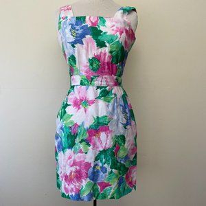 1980's 1990's Floral Cotton Mini Dress with Pockets Size 4 Jim Heilman Brand